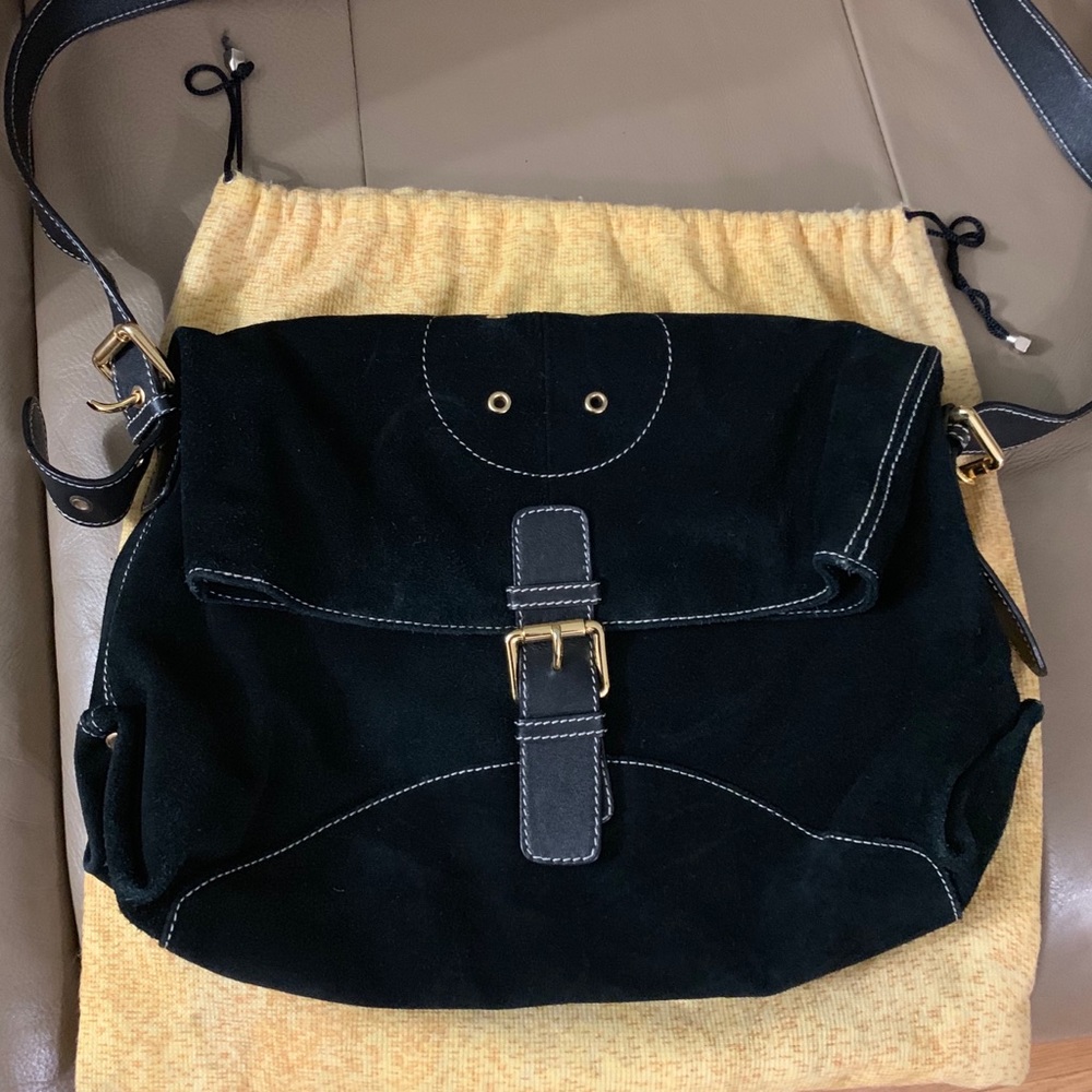Sold! Black suede vintage Fendi messenger.